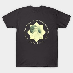 John Keats portrait and quote:  Bright star, would I were steadfast as thou art T-Shirt